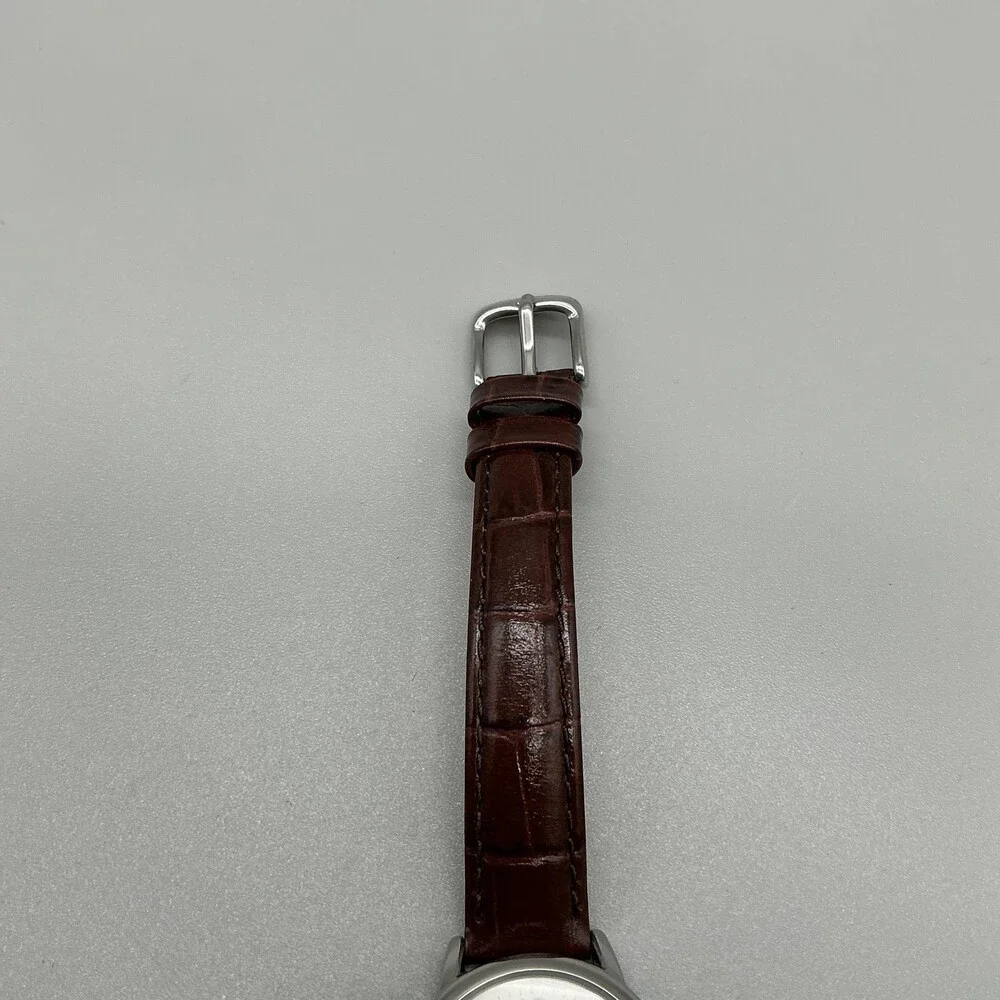 Timex Indiglo Easy Reader Womens Watch 30mm Brown Leather Silver Tone